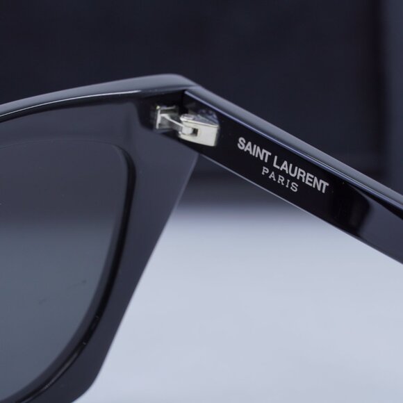 Saint Laurent SL214 KATE 001 Cat Eye Sunglasses - Black/Dark Grey - Picture 12 of 14